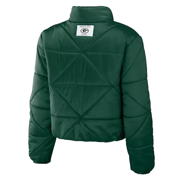 Women’s Green Bay Packers Puffer Full-Zip Cropped Jacket