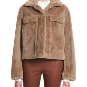 Zion Moreno Gossip Girl Trucker Brown Fur Jacket