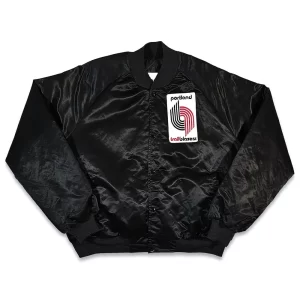 80’s Portland Trail Blazers Bomber Satin Black Jacket