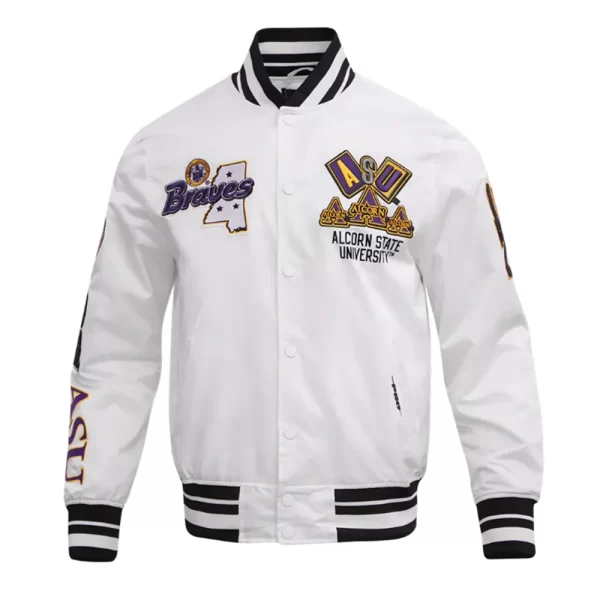 Alcorn State University Homecoming Rib White Satin Jacket