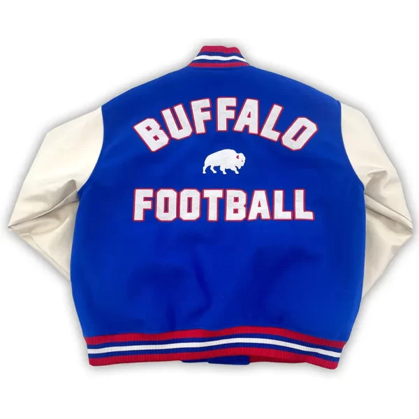 Bills Buffalo Football Royal White Varsity Wool Leather Jacket