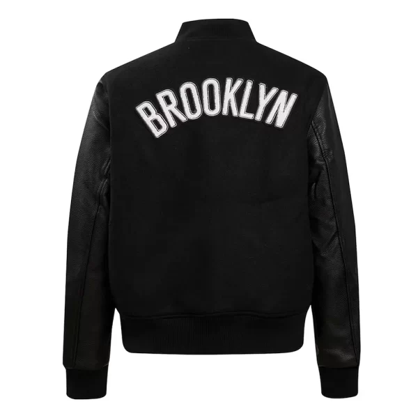 Black Brooklyn Nets Classic Wool Varsity Jacket