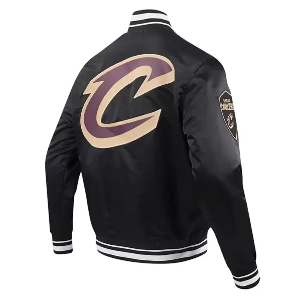 Black Cleveland Cavaliers Script Tail Varsity Satin Jacket