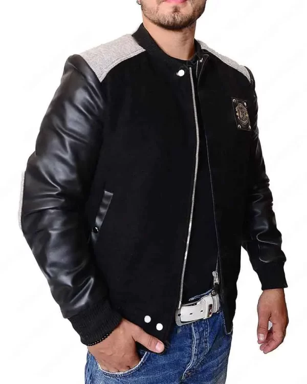 Black Letterman Manchester City Varsity Jacket