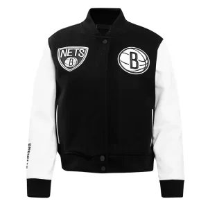 Brooklyn Nets Classic Varsity Wool Black & White Jacket