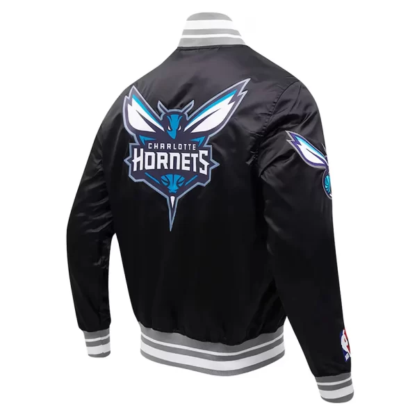 Charlotte Hornets Script Tail Black Satin Jackets