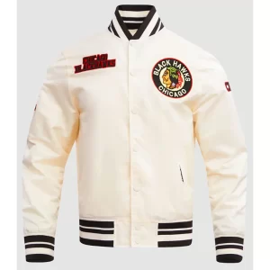 Chicago Blackhawks Retro Classic Rib Egg White Satin Jacket