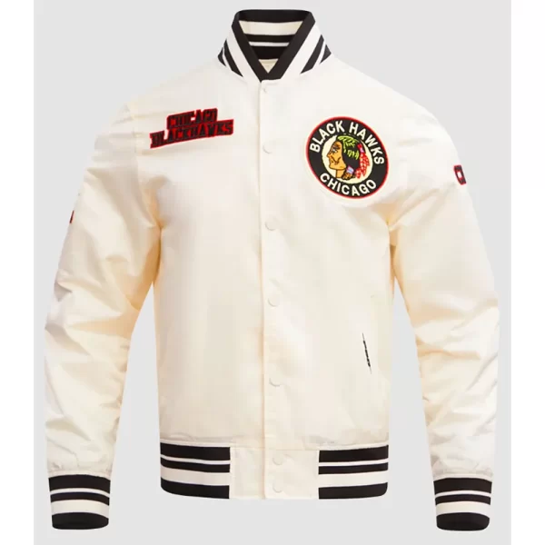 Chicago Blackhawks Retro Classic Rib Egg White Satin Jacket