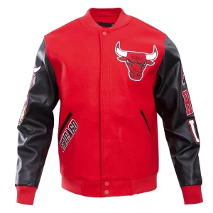 Classic Chicago Bulls Varsity Red Wool Jacket