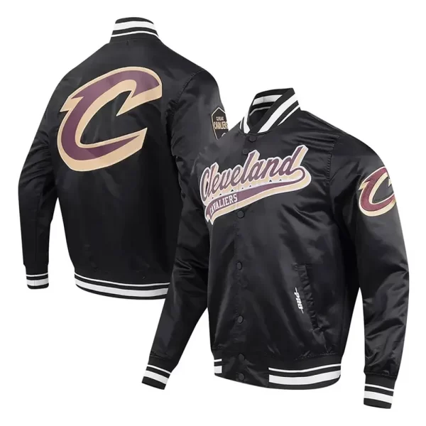 Cleveland Cavaliers Script Tail Black Satin Jackets