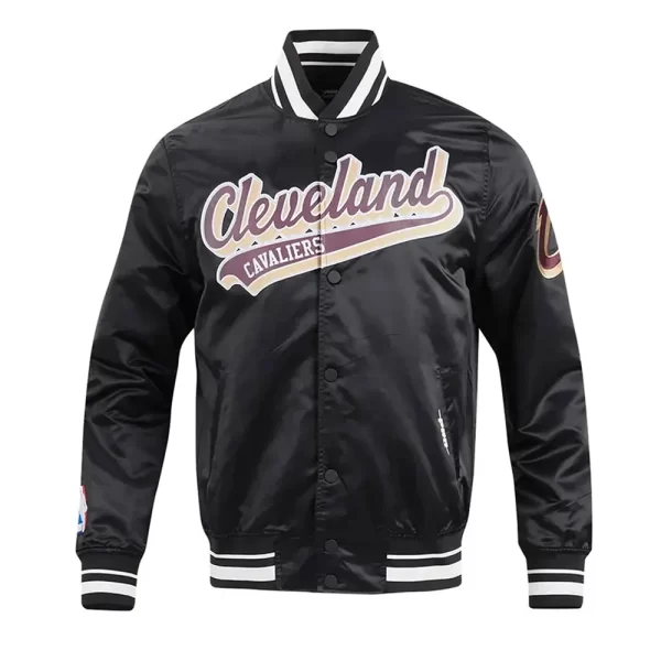 Cleveland Cavaliers Script Tail Black Varsity Satin Jacket