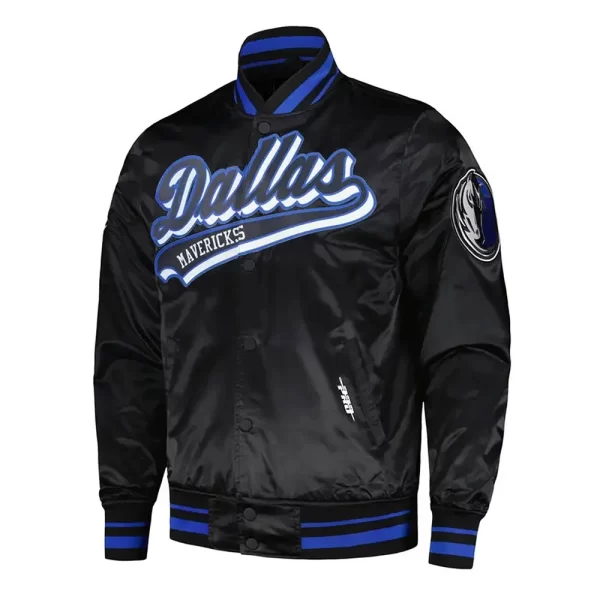 Dallas Mavericks Script Tail Black Satin Jacket