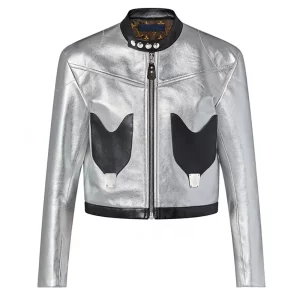 Dawn Staley Silver Zip Leather Jacket