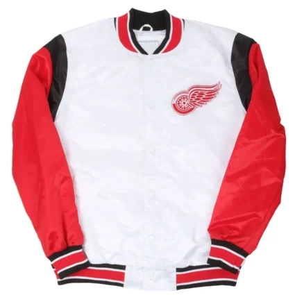 Detroit Red Wings White and Red Teddy Satin Jacket