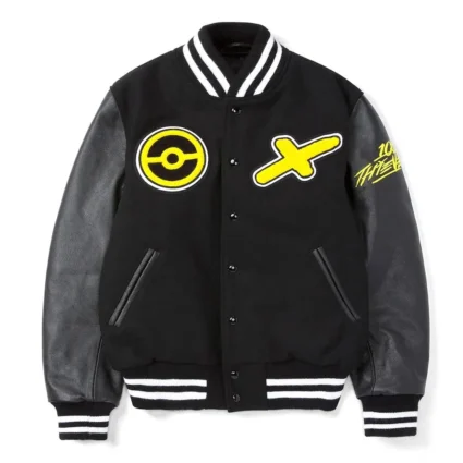 Golden Bear Pikachu Wool Black Varsity Jacket