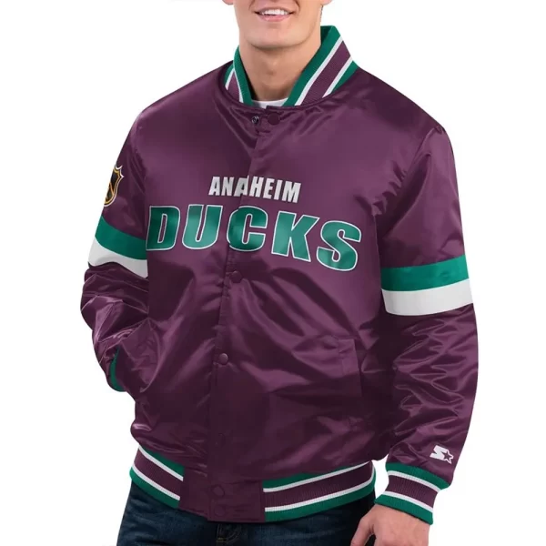 Home Game Anaheim Ducks Purple Satin Jacket