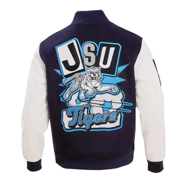 Jackson State University Homecoming Navy Blue Wool Varsity Jacket