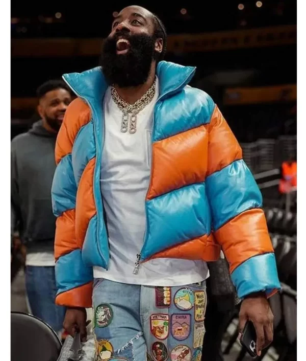 James Harden Orange and Blue Puffer Jacket