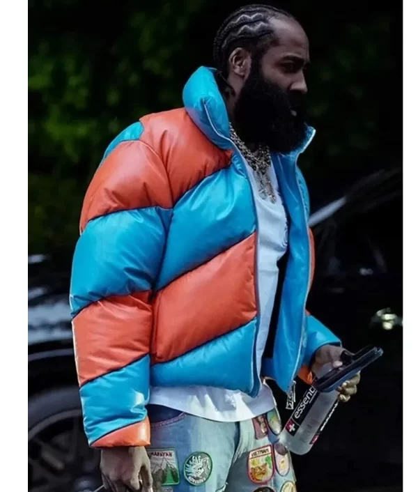 James Harden Puffer Leather Jackets