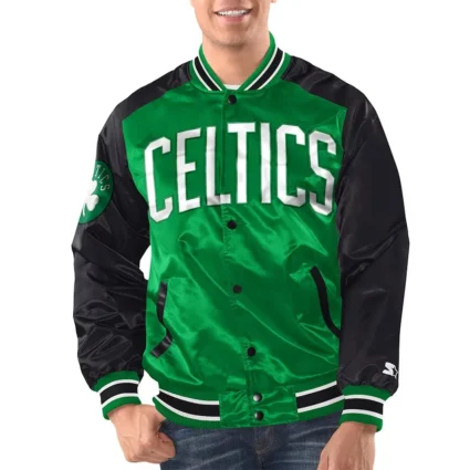 Kelly Boston Celtics Renegade Varsity Satin Jacket