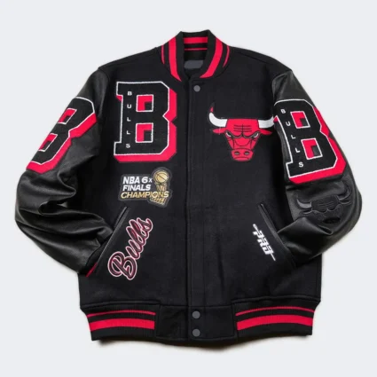 Mashup Chicago Bulls Black Wool Varsity Jacket