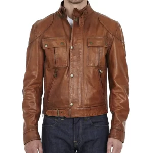 Men’s Gangster Brown Leather Jacket