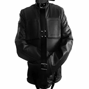 Mens Genuine Leather Black Strait Jacket