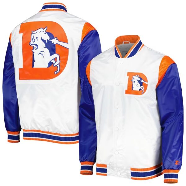 Men's Starter Denver Broncos Throwback Warm Up Pitch Satin Jacket