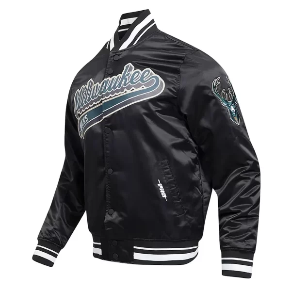 Milwaukee Bucks Script Tail Satin Jacket