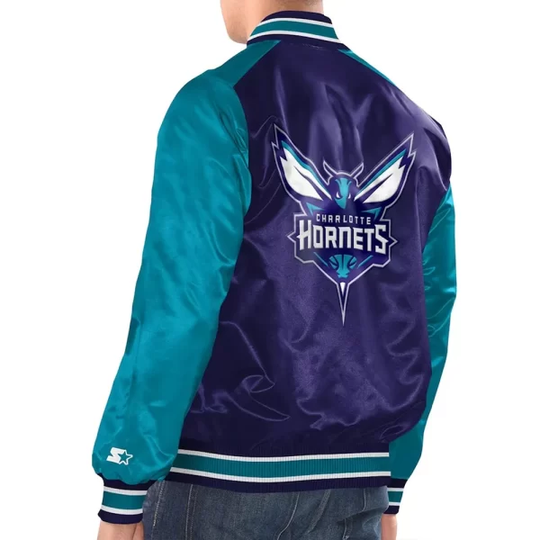 Purple & Teal Renegade Charlotte Hornets Varsity Satin Jacket