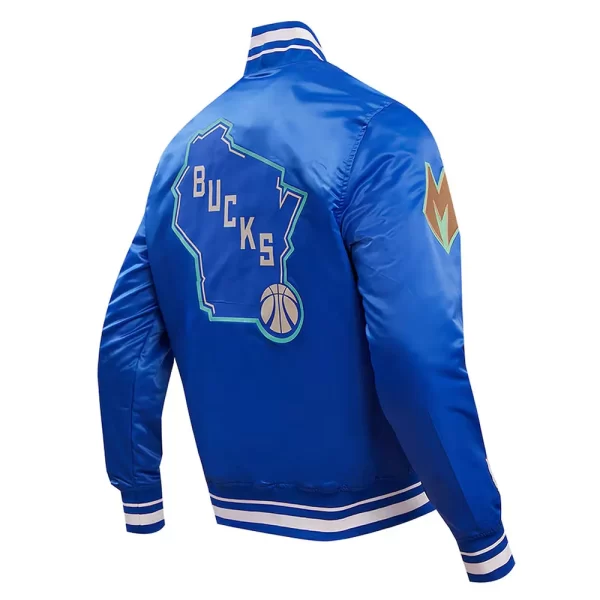 Royal Blue 2023-24 Milwaukee Bucks City Edition Varsity Satin Jacket