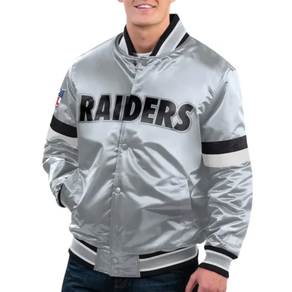 Silver Las Vegas Raiders Gridiron Classics Home Game Satin Jacket