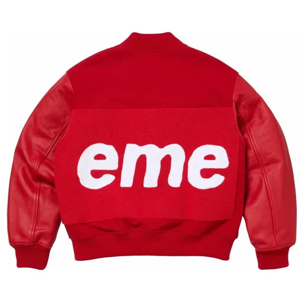 Supreme Chenille Red Wool Varsity Jackets