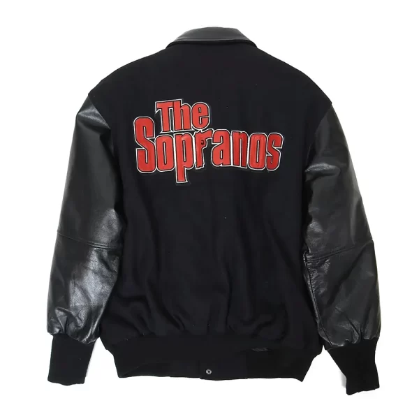 The Sopranos Varsity Full-Snap Black Wool Leather Jacket