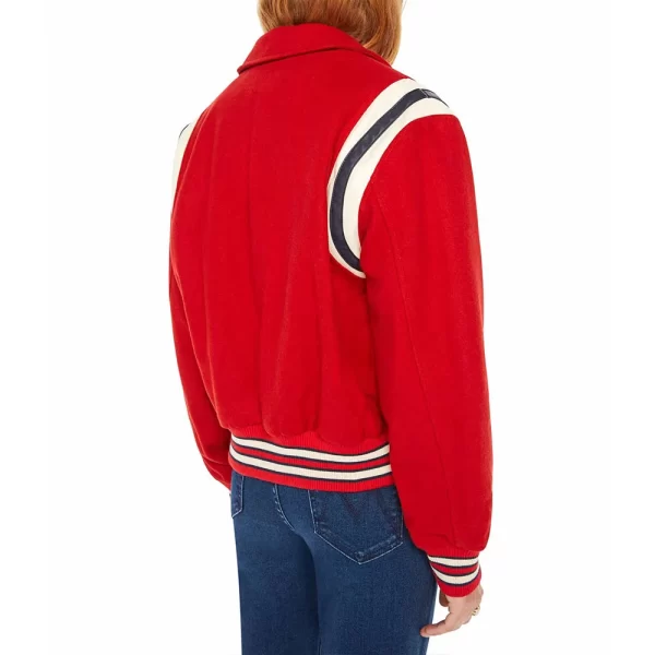 The Team Spirit Mother Varsity Full-Snap Red Wool Jacket