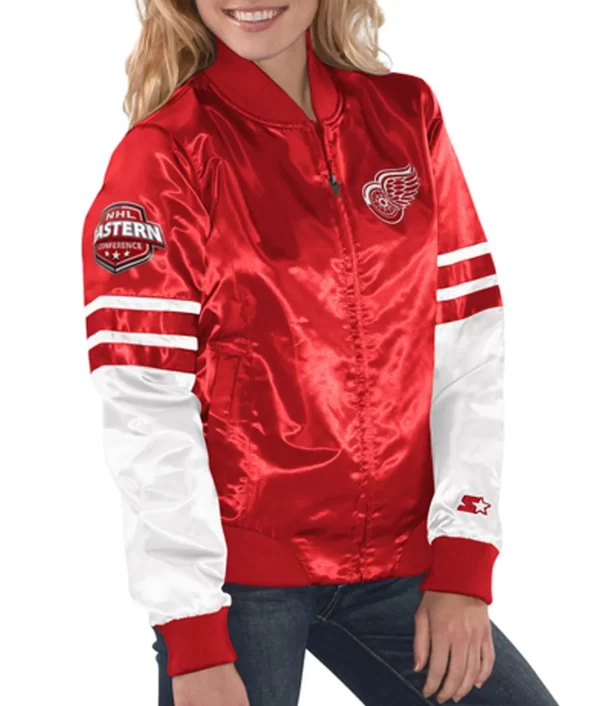 Tie Breaker Detroit Red Wings Red and White Jacket