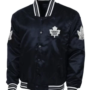 Toronto Maple Leafs Black Button-Up Satin Jacket