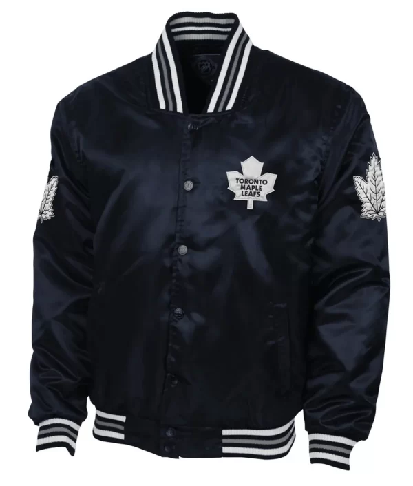 Toronto Maple Leafs Black Button-Up Satin Jacket