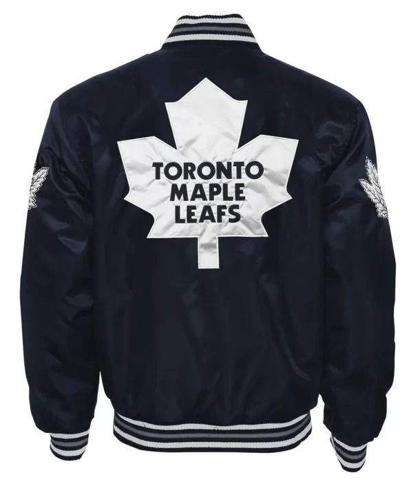 Toronto Maple Leafs Black Button-Up Varsity Satin Jacket