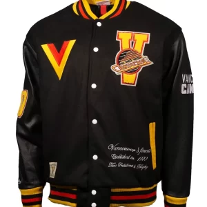 Vancouver Canucks Black Letterman Jacket