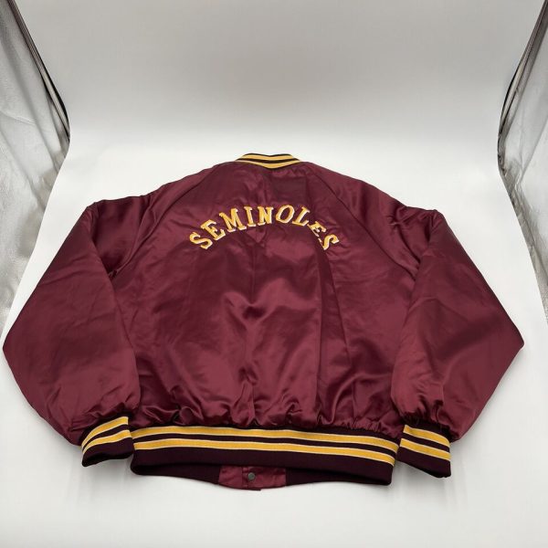 Vintage 70s Men King Louie Florida State Seminoles FSU Garnet Satin Jacket