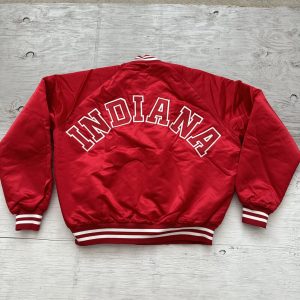 Vintage 80s NCAA University Of Indiana Chalk Line Red Satin Jacket
