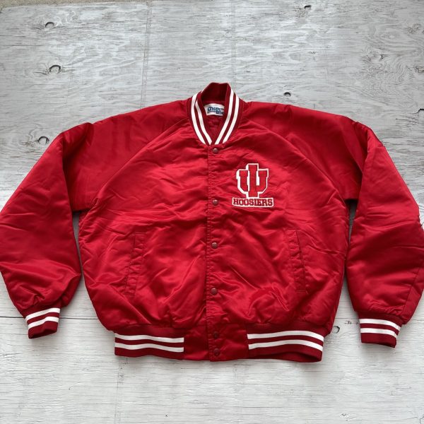 Vintage 80s NCAA University Of Indiana Chalk Line Satin Spell Out Jacket