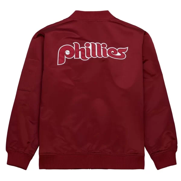 Vintage Logo Philadelphia Phillies Maroon Satin Bomber Jacket