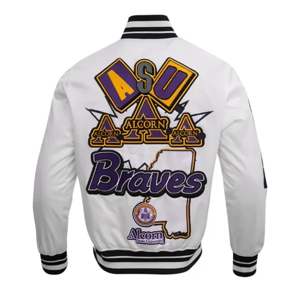 White Alcorn State University Homecoming Rib Satin Jacket