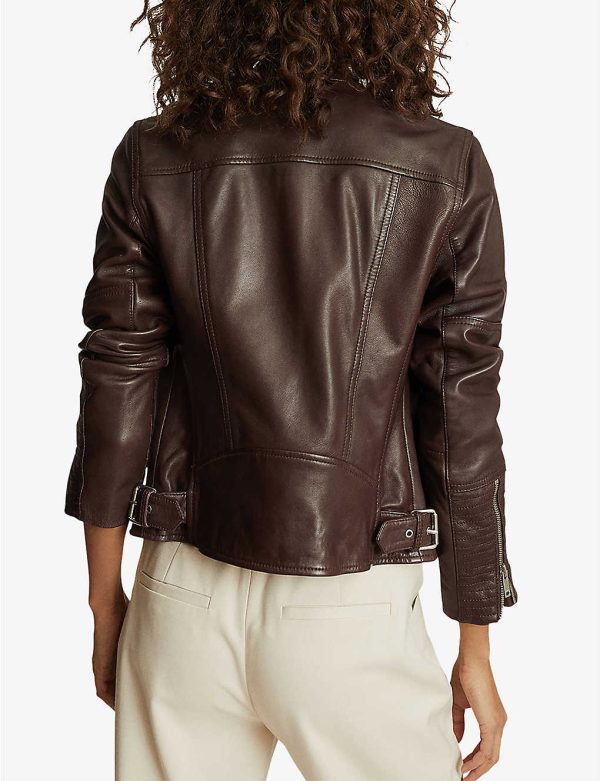 Women’s Chocolate Leather Biker Jacket