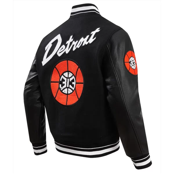 2023-24 Detroit Pistons City Edition Varsity Black Wool Jacket