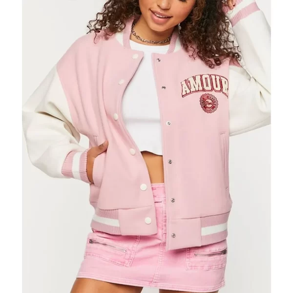 Amour Paris Pink Varsity Jacket