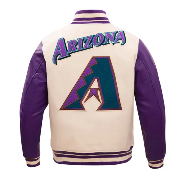 Arizona Diamondbacks Retro Classic Rib Off White & Purple Varsity Jacket