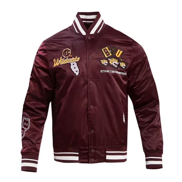 Bethune-Cookman University Homecoming Rib Maroon Satin Jacket